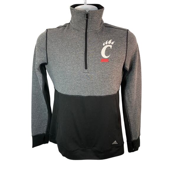 Adidas University of Cincinnati Quarter-Zip Pullover Gray/Black Logo Size Small - Picture 1 of 9